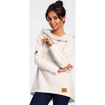 Dámská mikina DÁMSKÁ BAVLNĚNÁ TEPLÁKOVÁ MIKINA S ŠIROKÝM LÍMCEM VANILKOVÁ 38 M