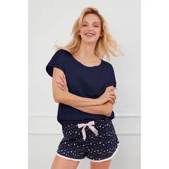 Dámské noční prádlo Dámské pyžamo LIBRA kr.kr. námořnická modrá/potisk XL