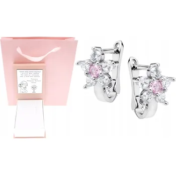 Náušnice Stříbrné náušnice s anglickým zapínáním, růžové kytičky, SVATÉ PŘIJÍMÁNÍ Křtiny, První narozeniny, GRAVÍROVÁNÍ