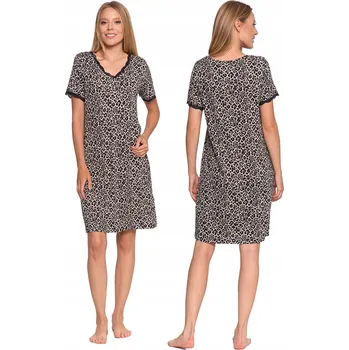 Dámská noční košile MORAJ noční KOŠILE MORAJ s leopardím S LEOPARDÍM VZOREM , NOČNÍ , krátký rukáv, pohodlná XXL