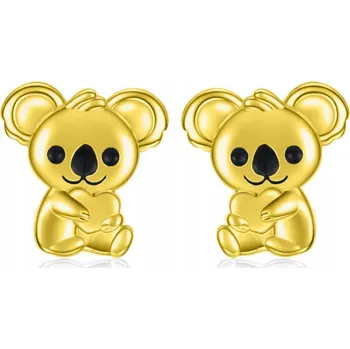 Náušnice Náušnice Zlaté Pro Holčičku Koala Stříbro Ryzost 925 Puzety Šroubovací