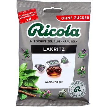 Bonbon RICOLA LAKRITZ bonbóny bez cukru 75g z Německa