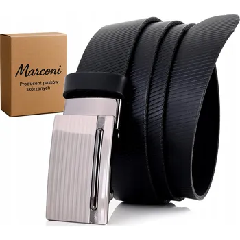 Opasek KOŽENÝ pánský Pásek 3,5 cm AUTOMATICKÁ spona k obleku i k džínám UNIVERZÁLNÍ ČERNÝ