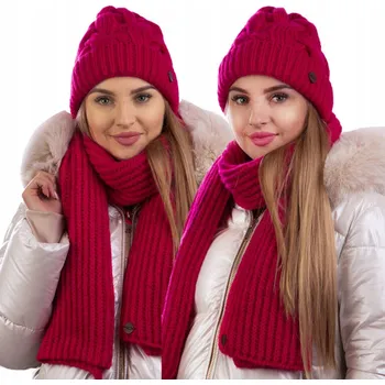 Čepice Dámský set módní ČEPICE , teplý zimní šátek Vyrobeno Polské 23501