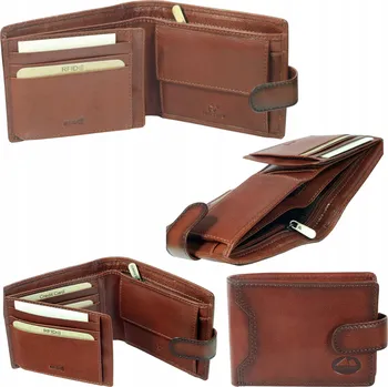 Peněženka Pánská kožená peněženka hnědá s RFID ochranou karet, velká