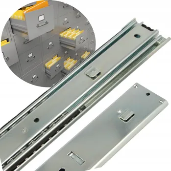 Kuličkové pojezdy pro kovové zásuvky skříní, plný výsuv, stoper, nosnost 80 kg, délka 300 mm