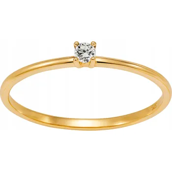 Prsten Klasický pozlacený zásnubní prstýnek ze stříbra 925 s kubickou zirkonií vel 8