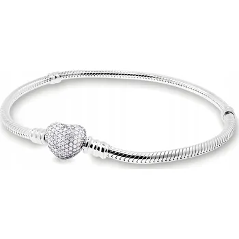 Náramek Náramek Stříbrný Modulární 18cm Srdce Se Zirkony STŘÍBRO 925