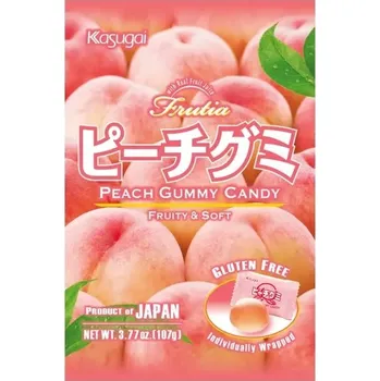Bonbon FRUTIA PEACH GUMMY CANDY - japonské želé bonbony s příchutí broskve, KASUGAI 107g