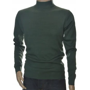 Pánský svetr Pánský svetr se stojáčkem s polopropínacím rolákem, vlněný, khaki barva, velikost M, model 1701