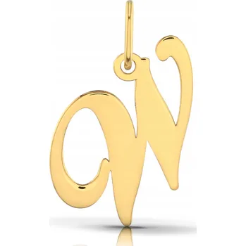 Přívěsek POZLACENÝ PŘÍVĚSEK NA ŘETÍZEK ZLATÝ PŘÍVĚSEK PÍSMENO W OZDOBNÝ 925 STŘÍBRO
