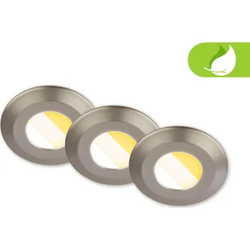 Koupelnové svítidlo BRILONER Klira 3ks sada vestavných bodových svítidel do koupelny, CTS vypínač, IP44, matný nikl 7588032