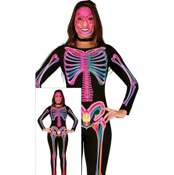 Karnevalový kostým KOSTÝM KOSTÝM KOMBINEZA ČERNÁ NEONOVÝ POTISK HALLOWEEN M