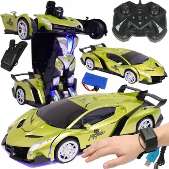 RC model auta AUTO na dálkové ovládání - ROBOT XXXL TRANSFORMACE 2x ovladač - ovládání RUKOU - LED