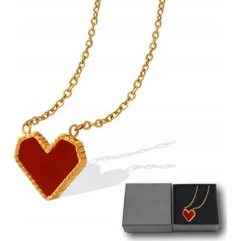 Náhrdelník Náhrdelník Řetízek zlatý přívěsek 585, chirurgická Ocel s červeným srdcem