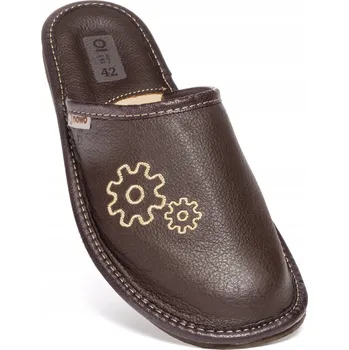 Dámské pantofle Pánské pantofle z přírodní kůže, Papuče Nazouváky NOWO 42