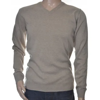 Pánský svetr Pánský vlněný svetr s rolákem a výstřihem do V, nekousavý, XL, béžový 1703