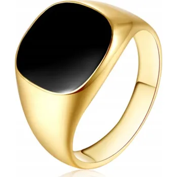 Prsten Zlatý Luxusní Pečetní Prsten s Onyxem, Ušlechtilá Ocel