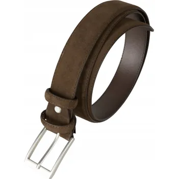 Opasek Kožený pásek ke kalhotám, semišový, hnědý, 90 cm