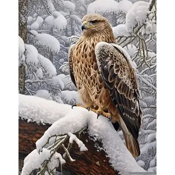 Obraz Diamantová mozaika Orel v zimě na větvi 30x40 cm Kreativní diamanty