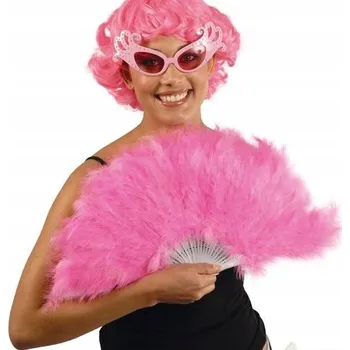 Karnevalový doplněk VĚJÍŘ Z KARNEVALOVÉHO PEŘÍ RETRO RŮŽOVÝ