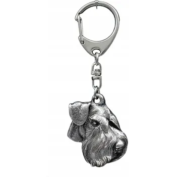 Knírač, Schnauzer IV - postříbřená přívěsek na klíče na klíče se psem, ozdoba na kabelku