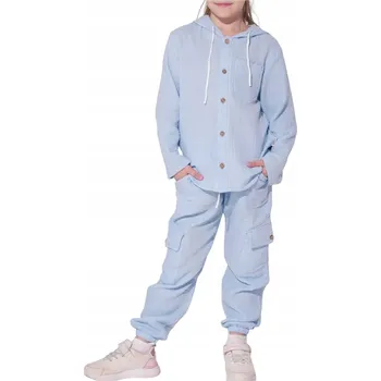 Dívčí mikina Teplákovka Dětská dívčí, kalhoty + mikina, bavlna, velikost 128, MODRÁ