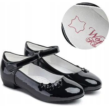 Dámské polobotky Dívčí polobotky s podšívkou KŮŽE pohodlné na suchý zip lakované Wojtyłko