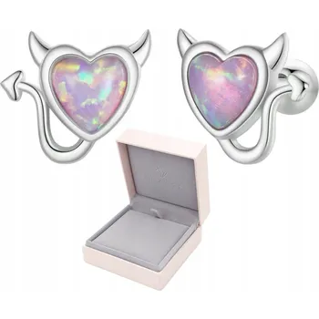 Náušnice Fraise stříbrné S925 náušnice puzetky se šroubovacím zapínáním Ďáblíci s Opálem