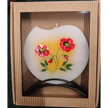 Svíčka Plochá svíčka česká výroba - vlčí mák (Plochá svíčka ve stojánku)