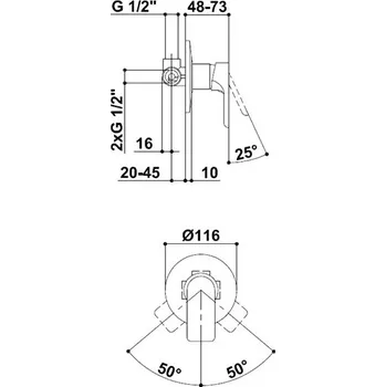 Vodovodní baterie Baterie sprchová podomítková, TORINO, včetně podomítkového tělesa