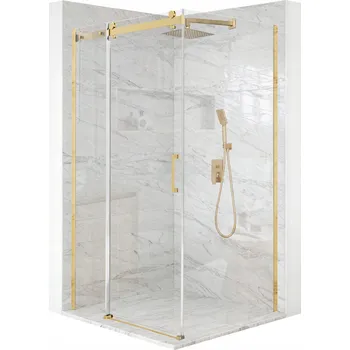 Sprchový kout čtvercová posuvná zlatá 100x100 cm sklo 8 mm + povrchová úprava