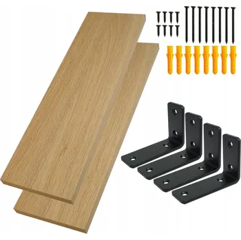 police 2x Nástěnná police dub 50 x 20 laminovaná deska nábytková + držák