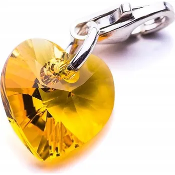 Přívěsek Přívěsek na náramky , stříbro 925 s krystalem Swarovski, srdíčko 10mm SUNF