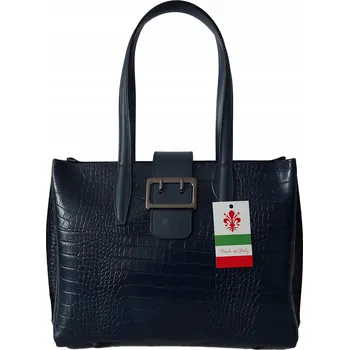 Kabelka Modoni kabelka - kufřík z pravé kůže, modrá