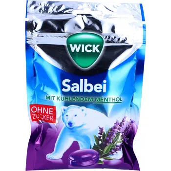 Bonbon Bonbóny bez cukru Wick Salbei Šalvěj Čerstvý dech na hrdlo Kašel 72 g