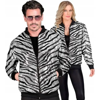 Moto bunda Černo-stříbrná zebra flitrovaná bomber bunda velikosti XXL