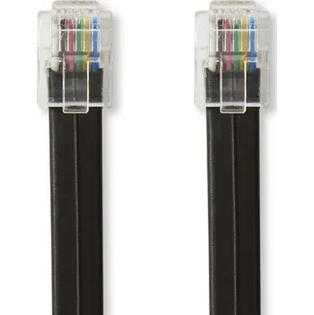 Síťový kabel Nedis telefonní propojovací kabel zástrčka RJ12 - zástrčka RJ12, 1 m, černá (TCGL90300BK10)