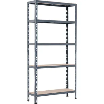 regál SUPER HIT - Policový regál Trestles RNDU-KUI 1800x900x300, nosnost 875 kg, 5 polic, šedý