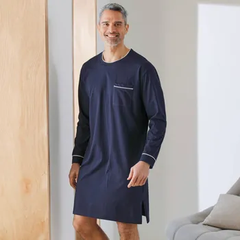 Dámská noční košile Noční košile s kontrastní paspulkou nám. modrá 127/136 (3XL)