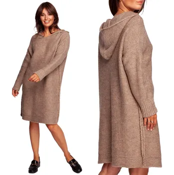 Dámský svetr BeWear dámský svetr hnědý volný pod kolena velikost L/XL