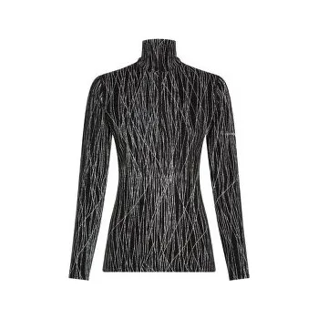 Icebreaker Merino 260 Tech Vertex LS Half Zip Delta Lines AOP Merino BLACK/SNOW/J černá L