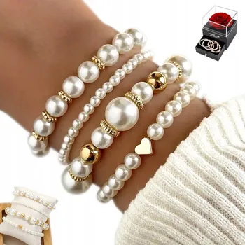 Náramek Perlový dámský náramek PERLY Dárek dla Kobiety Dziewczyny ZESTAW