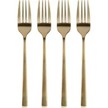 Příbor Dezertní vidličky z oceli, zlaté, 4 ks