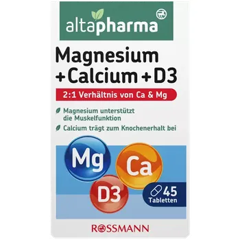 altapharma Tablety s hořčíkem, vápníkem a vitaminem D, doplněk stravy 45 ks