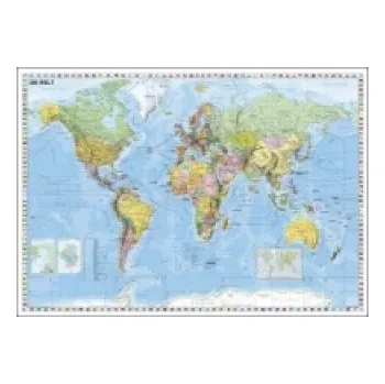 Stiefel Wandkarte Kleinformat Weltkarte politisch, deutschsprachig, ohne Metallstäbe – (DE)