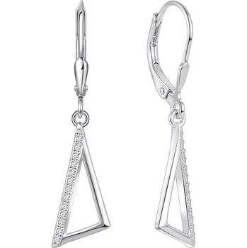 Náušnice STŘÍBRNÉ NÁUŠNICE TROJÚHELNÍKY SE ZIRKONY ANGLICKÉ ZAPÍNÁNÍ STŘÍBRO O RYZOSTI 925