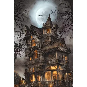 Obraz Diamantová mozaika Strašidelný dvůr Halloween Kreativní výšivka 30x40 cm