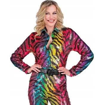 Dámská košile Dámská košile s flitry, barevný tygr, hollywoodský styl, L/XL