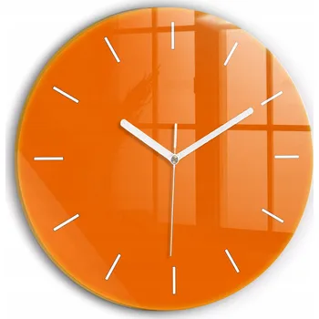 Hodiny Moderní skleněné foto hodiny na zeď tichý mechanismus Oranžové fi30 cm
